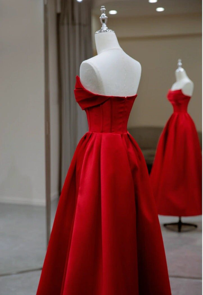Stilvolles, flaches Hals-Satin-Rückenfrei-Plissee-Bodenlang-A-Linie-Abendkleid-Ballkleid Y6815