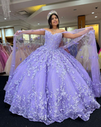 Lujoso vestido de fiesta lavanda con mariposas, vestido de quinceañera Y6755
