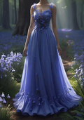 Fee Lila Chiffon Applikationen Ballkleid Langes Abendkleid Y8387