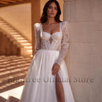 Boho A-Line Wedding Dresses Long Sleeve Sweetheart Bridal Dress Elegant Princess Evening Wedding Gowns Custom Size-payinti