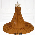 Vestido de playa bohemio con cintura elástica y abertura lateral para mujer, ideal para sesiones de fotos de embarazo, YEWEN SY231106 