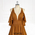 Vestido de playa bohemio con cintura elástica y abertura lateral para mujer, ideal para sesiones de fotos de embarazo, YEWEN SY231106 