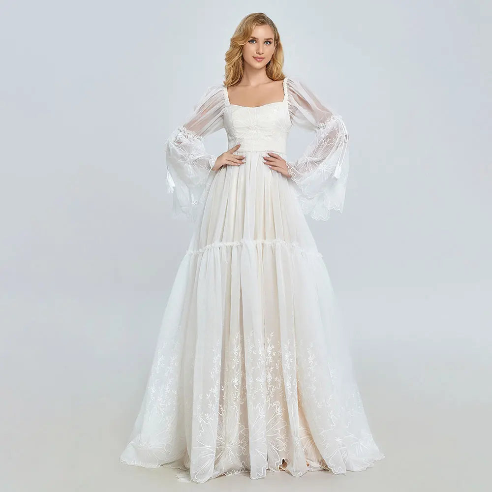 Elegantes schulterfreies Spitzen-Boho-Kleid für Schwangerschaftsfotos SY240067 