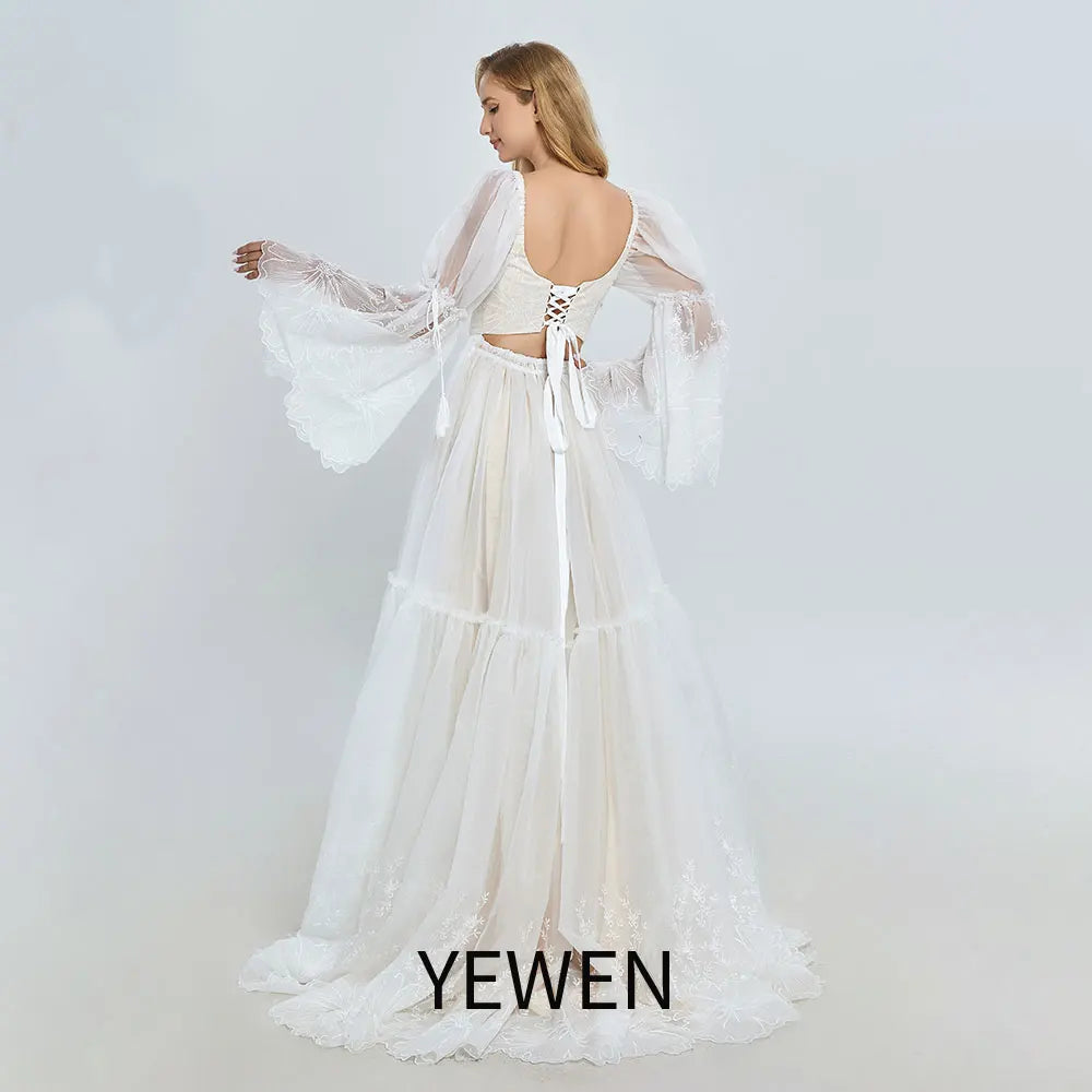 Elegantes schulterfreies Spitzen-Boho-Kleid für Schwangerschaftsfotos SY240067 