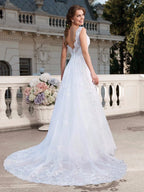 Elegant Appliques Vestido De Noiva Sexy Backless Vestidos De Novia Detachable Train Wedding Dresses Lace Robe De Mariée-payinti