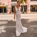 Elegant Lace Mermaid Vestidos De Novia Beach Open Back Sleeveless Wedding Dresses Appliques Vestido De Noiva-payinti