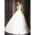 Elegant Lace Wedding Dresses Sexy Deep V-Neck Vestido De Novia Sleeve Bridal Gowns with Pockets Customized Robe Mariee-payinti