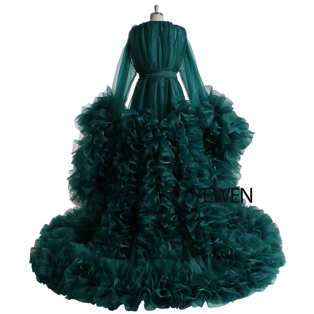 Vestido elegante de maternidad para sesión de fotos, maxivestido de maternidad con volantes de organza 