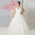 Elegant O-neck Plus Size Wedding Dresses Custom Made See Through Organza Appliqued A-line Bridal Gown Robe de Mariee-payinti