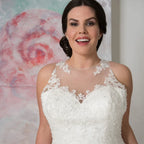 Elegant O-neck Plus Size Wedding Dresses Custom Made See Through Organza Appliqued A-line Bridal Gown Robe de Mariee-payinti
