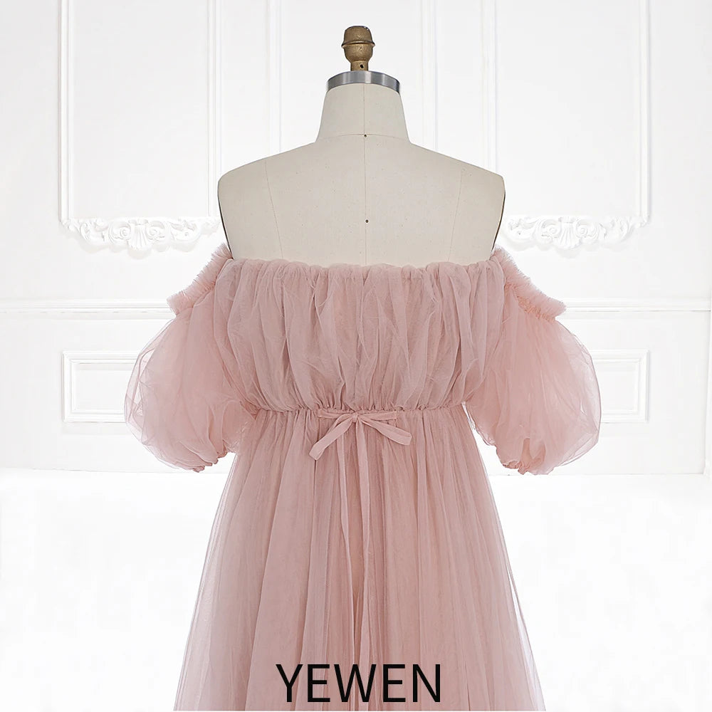 Elegantes vestidos de maternidad con hombros descubiertos para sesiones de fotos, vestidos de fotografía, vestido de baby shower para embarazadas Sunnderly SY231105 