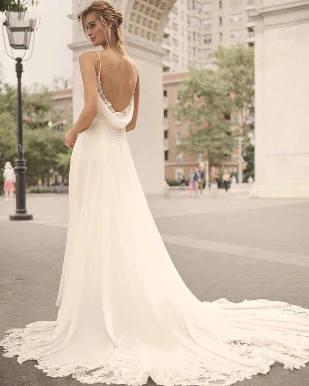 Elegant Off Shoulder Sleeveless Mopping Backless Wedding Dresses For Women Spaghetti Straps Bride Gown Appliques Backless Bridal-payinti