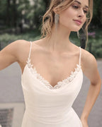 Elegant Off Shoulder Sleeveless Mopping Backless Wedding Dresses For Women Spaghetti Straps Bride Gown Appliques Backless Bridal-payinti