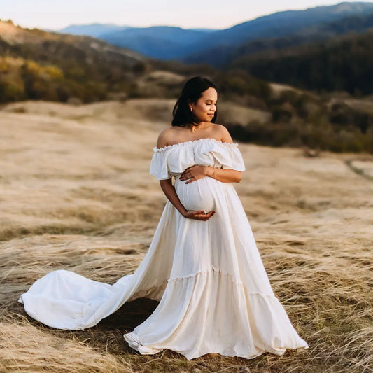 Elegant Off The Shoulder Side Slit Evening Dresses Adjustable Waist Photo Shoot Gown Party Dress Sunnderly SY22107