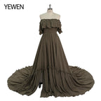 Elegant Off The Shoulder Side Slit Evening Dresses Adjustable Waist Photo Shoot Gown Party Dress Sunnderly SY22107
