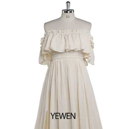 Elegant Off The Shoulder Side Slit Evening Dresses Adjustable Waist Photo Shoot Gown Party Dress Sunnderly SY22107
