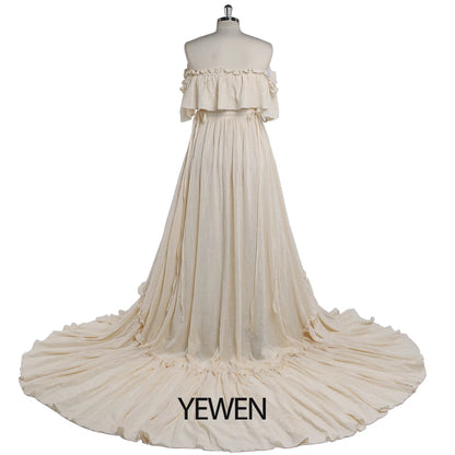 Elegant Off The Shoulder Side Slit Evening Dresses Adjustable Waist Photo Shoot Gown Party Dress Sunnderly SY22107