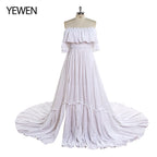 Elegant Off The Shoulder Side Slit Evening Dresses Adjustable Waist Photo Shoot Gown Party Dress Sunnderly SY22107