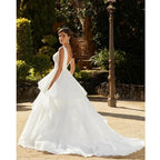 Elegant Ruffles Wedding Dresses For Women V-Neck Backless Bridal Gowns A-Line Sleeveless Vestidos De Novia-payinti