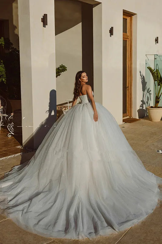 Elegant Saudi Arabia Shiny Wedding Dress Ball Gowns Glitter Tulle Sweetheart Bride Dresses Robe De Mariee Wedding Gowns 2023-payinti