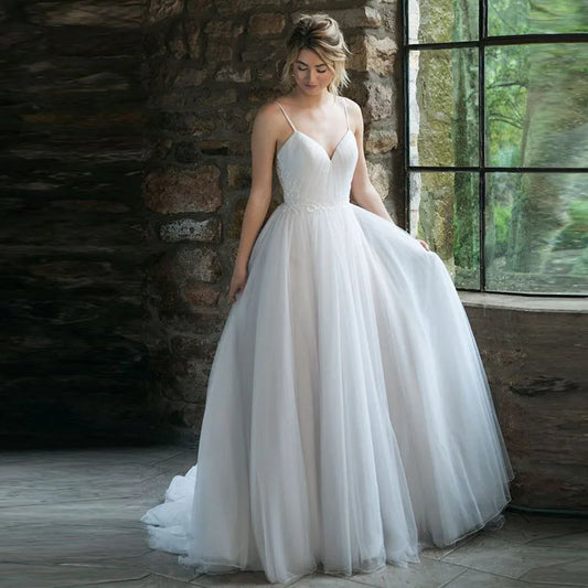 Elegant Spaghetti Straps Backless Pleat Sweetheart Sexy Wedding Dress Robe De Mariee Sofuge Boho Dubai Arabic Abiti Da Sposa-payinti