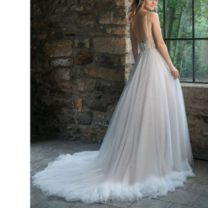 Elegant Spaghetti Straps Backless Pleat Sweetheart Sexy Wedding Dress Robe De Mariee Sofuge Boho Dubai Arabic Abiti Da Sposa-payinti