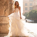 Elegant Sweetheart Wedding Dresses 2024 Applique Flowers Sleeveless Illusion Back Tiered Ball Gowns Court Train Vestido De Novia-payinti