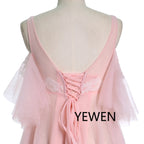 Elegantes Umstandskleid mit V-Ausschnitt für Fotoshootings, Babyparty-Kleid mit Schnürung am Rücken, SY241000 