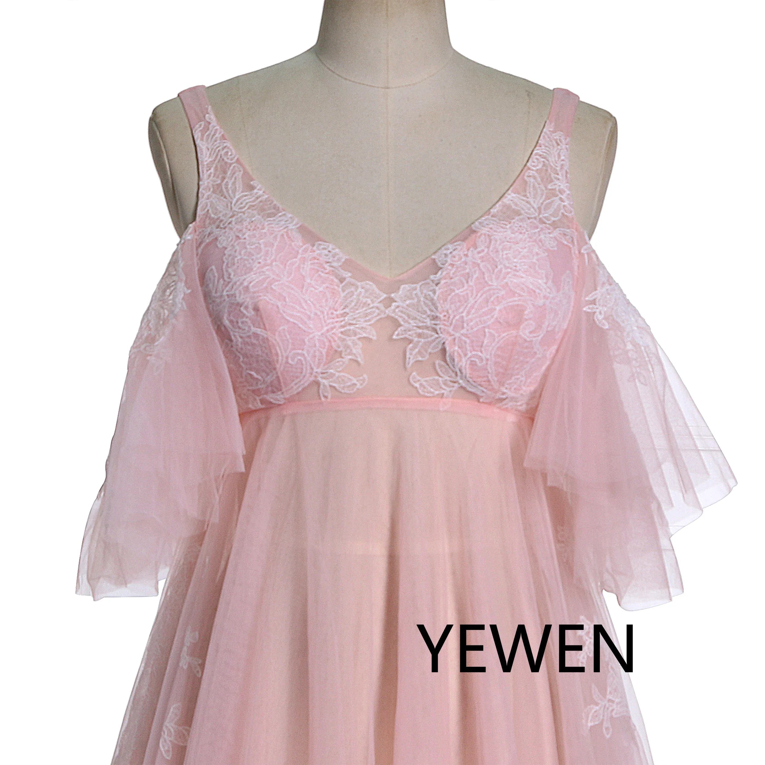 Elegantes Umstandskleid mit V-Ausschnitt für Fotoshootings, Babyparty-Kleid mit Schnürung am Rücken, SY241000 