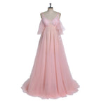 Elegantes Umstandskleid mit V-Ausschnitt für Fotoshootings, Babyparty-Kleid mit Schnürung am Rücken, SY241000 