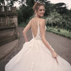 Elegant Wedding Dresses For Woman Popular Summer A-line V-Neck Sleeveless Appliques Open Back Vestidos De Novia-payinti