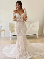 Elegant Wedding Dresses For Women Sweetheart Long Sleeves Bridal Gowns Lace Appliques Backless Robes Vestidos De Novia 2023-payinti