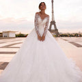 Elegant Wedding Dresses With Embroidery Princess Ball Gowns Sweetheart Full Sleeve Simplicity Back Button Vestido De Novia Robe-payinti
