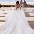 Elegant Wedding Dresses With Embroidery Princess Ball Gowns Sweetheart Full Sleeve Simplicity Back Button Vestido De Novia Robe-payinti