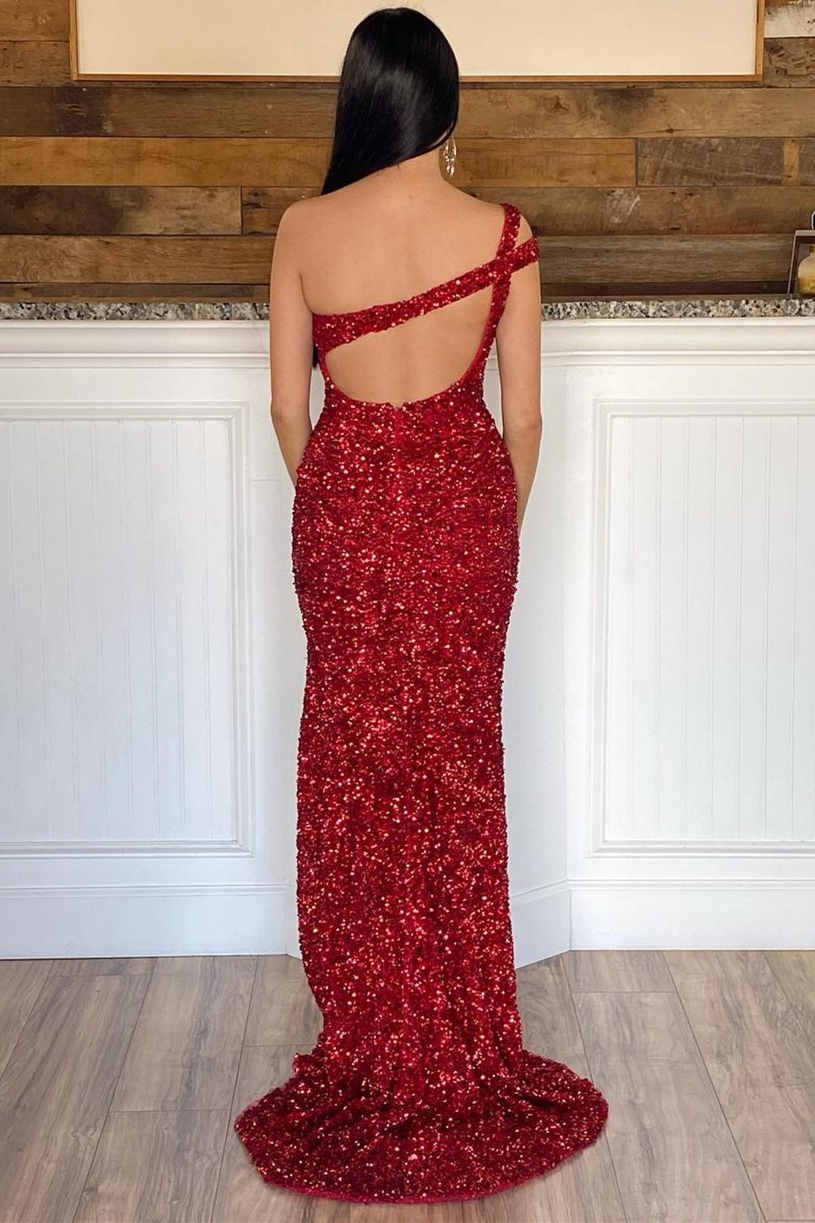 Ballkleid mit einem Träger und Schlitz SYP115