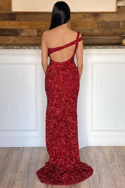 Ballkleid mit einem Träger und Schlitz SYP115