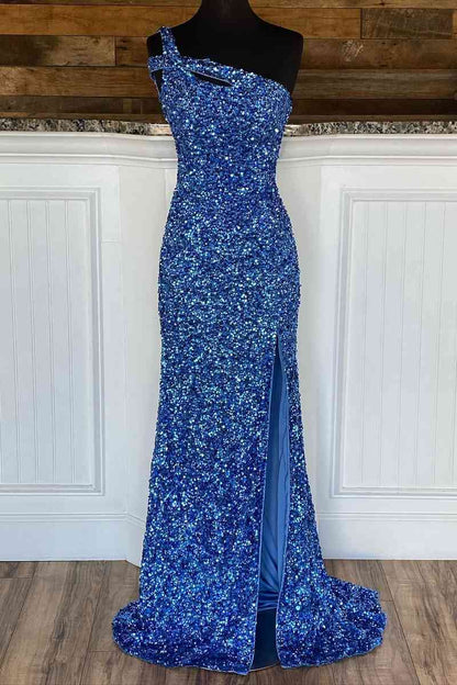 Ballkleid mit einem Träger und Schlitz SYP115
