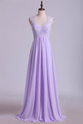 Elegante vestido de dama de honor con top de encaje lavanda SCB51