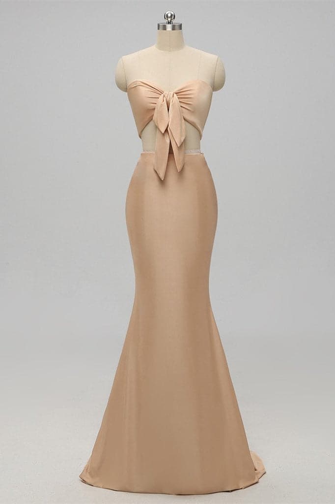 Vestido de dama de honor de dos piezas color champán SCB53