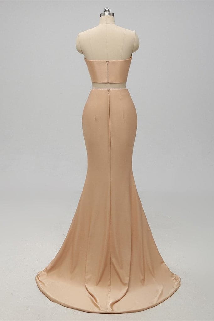 Vestido de dama de honor de dos piezas color champán SCB53