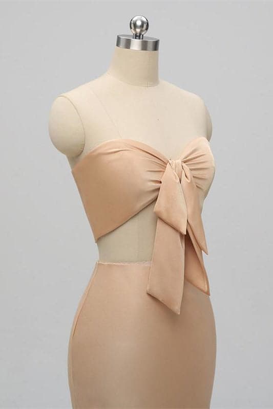 Vestido de dama de honor de dos piezas color champán SCB53