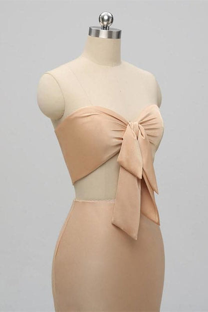 Two Piece Champagne Bridesmaid Dress SCB53