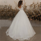 Exquisite Ivory Wedding Dresses Long Sleeve Appliques Lace 3D Flowers Modern Tulle Boho Bride Gown vestidos de novia Beach-payinti