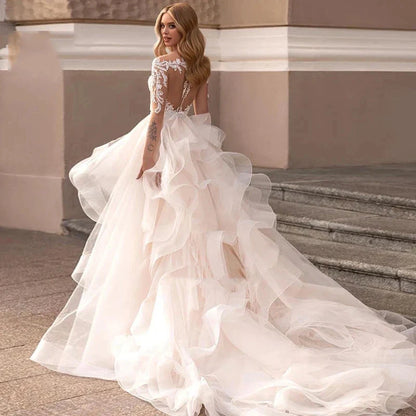 Exquisite Lace Mermaid Mopping Wedding Dresses New V-Neck Tulle Bridal Gown For Women With For Women Made Robe Customize-payinti