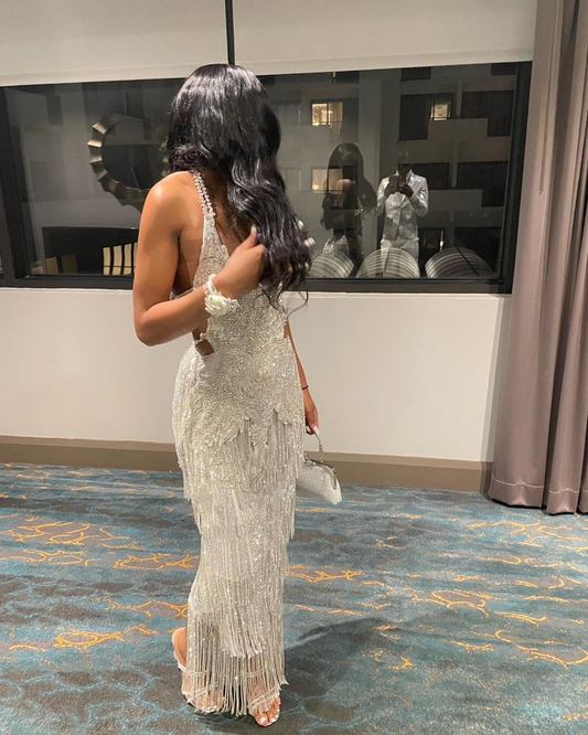 Vestido de noche de sirena de lujo sin mangas, vestido glamuroso Y5903