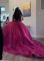 Glitzerndes ärmelloses Quinceanera-Kleid, Ballkleid, Sweet 16-Kleid Y7405