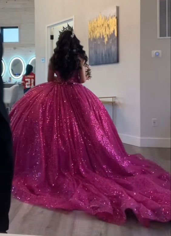 Glitzerndes ärmelloses Quinceanera-Kleid, Ballkleid, Sweet 16-Kleid Y7405