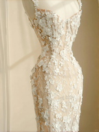 Vestido de noche elegante de sirena con apliques de encaje de tul, vestido de novia largo Y8681