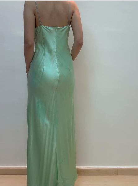 Sexy Spaghettiträger Grün Satin Perlenbesetztes Ball-/Abendkleid Y7757