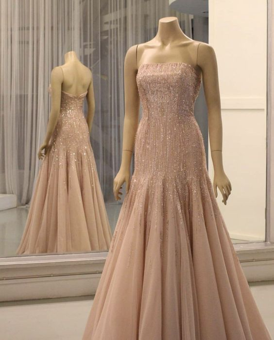 Vestido de noche de sirena con escote palabra de honor Y6687